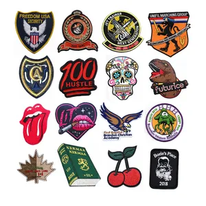 Factory cheap custom print patch heat transfer patch for clothing iron on lion tiger embroidered badge custom logo patch