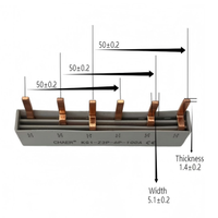 Barre omnibus en cuivre 100A Z3P pour MCB, 3 pôles 6 voies 100A, système de distribution d'énergie électrique