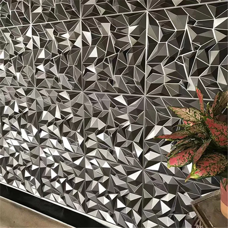 Ruang Tamu Menggunakan Dinding Dekorasi 3D Wallpaper 3D Display Panel Dinding Papan