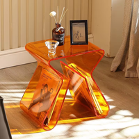 Table d'appoint en acrylique vert de style européen, design OEM en stock, table de chevet géométrique personnalisée pour chambre à coucher, mobilier