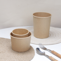 Bols à soupe en kraft de 8 oz à 32 oz, gobelets à soupe à paroi simple avec couvercle pour plats à emporter et emballage de salades