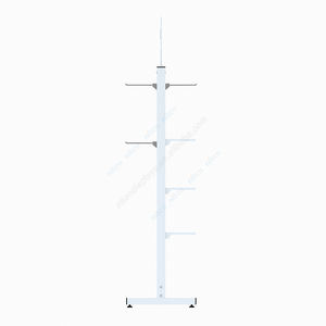 Double-Sided Metal Floor Store Display Stand with Shelves & Hooks Multi-Functional Garment <b>Rack</b> for <b>Clothing</b> Hats Socks - Product Image 4