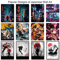 Tenture murale encre Figure impressions sur toile abstraite rétro peinture décorative samouraï asiatique Art japonais