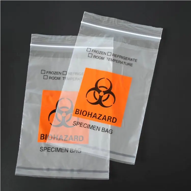 卸売プロモーション3壁グラビア印刷病理エコフレンドリーなラボ使用マチクリアプラスチック標本バイオハザードバッグ