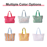 Sac fourre-tout en toile rayé avec logo personnalisé, grande capacité, pour femmes, shopping, plage, sac à bandoulière en toile, OEM ODM