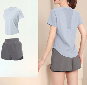 Conjunto de Yoga para <span class=keywords><strong>Mujer</strong></span>, Ropa Deportiva para Correr y Gimnasio, Nuevo Conjunto de 2 Piezas de Spandex/Poliéster de Secado Rápido, Diseño Sólido para Primavera/Verano - Product Image 1
