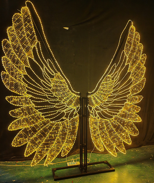 Large Outdoor LED Decorative Angel Motif Lights for Christmas Street Decoration IP65 Rating Holiday Theme Angel Lights for Sale