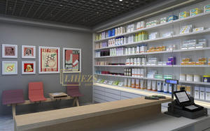 Moderna farmacia negozio di Interior Design in legno negozio da banco vetrina scaffali <span class=keywords><strong>Led</strong></span> illuminata esposizione della farmacia - Product Image 4