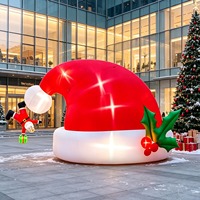 Défilé de Noël, chariot de spectacle, décorations de Noël, chapeau gonflable du Père Noël