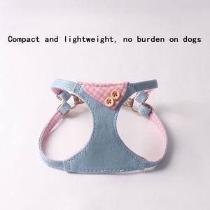 Set <span class=keywords><strong>Harness</strong></span> dan Tali Anjing Bahan Denim dengan Kerah Kotak-kotak yang Ringan dan Dapat Disesuaikan, Termasuk <span class=keywords><strong>Harness</strong></span> dan Tali - Product Image 3