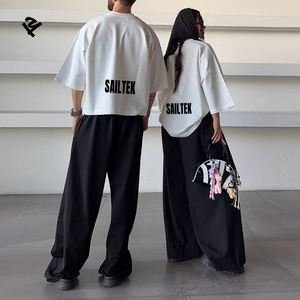T-shirt Oversize Unisex Abbinata per Coppie, <span class=keywords><strong>Bianca</strong></span> 100% Cotone, Vestibilità Ampia Casual Streetwear, Top a <span class=keywords><strong>Mezza</strong></span> <span class=keywords><strong>Manica</strong></span> per <span class=keywords><strong>Donna</strong></span> e Uomo - Product Image 1