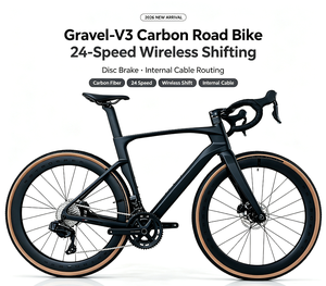 NUEVA Bicicleta de Carretera Gravel-v3 2026 de 24 Velocidades con Frenos de Disco de Fibra de Carbono, Cambio Inalámbrico y Cableado Interno para Ciclismo - Product Image 1