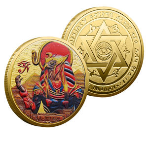 عملة تذكارية معدنية بتصميم إله الشمس المصري (آر) ثنائية اللون، تحفة فنية قابلة للتجميع وديكور - Product Image 1
