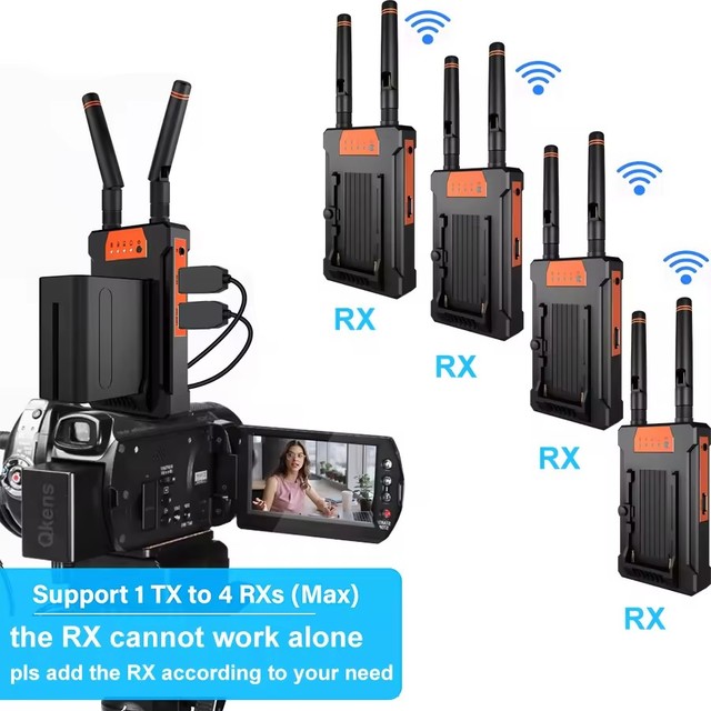 1TX to 4RX 820FT/250 Meters HDMI Wireless Video Transmission System for Video Cameras Live Streaming Outdoor Shooting Football