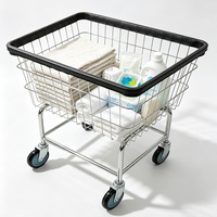 Chariot à linge en métal chromé avec roues, chariot à linge roulant commercial pour hôtel, chariot de ménage pour le rangement du linge