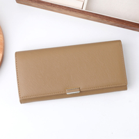 Dompet Panjang Wanita Tailian High-End, Sederhana, Anti Air, Bahan PU, Motif Geometris Eropa Timur, Kancing Poliester, Untuk Penggunaan Sehari-hari