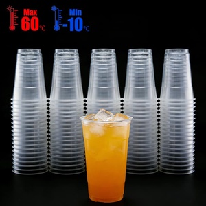 Gobelets en plastique jetables de 95 mm pour boissons froides, jus, boba, thé au lait, bubble tea, avec couvercle, en PET, 9, 10, 12, 14, 16, 20 oz, vente en gros - Product Image 1