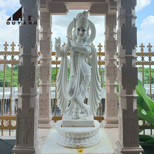 QUYANG - Escultura de Mármol Personalizada de Dios Hindú de la <span class=keywords><strong>India</strong></span>, Tamaño Real, para Templo al Aire Libre, Estatua del Dios Krishna - Product Image 1