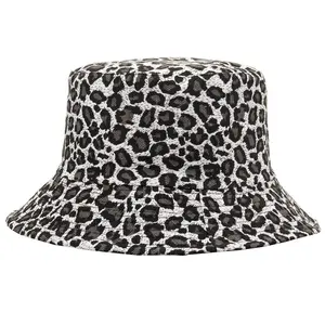 Autumn and winter double-sided leopard print fisherman's hat basin hat sun visor