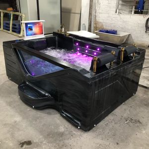 Nuova Vasca Nera per Due Persone, Vasca Idromassaggio Interna con Getti d'Acqua e TV - Product Image 1