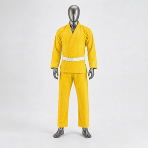 Conjunto de Kimono Amarillo Unisex para BJJ con Cinturón Blanco, Gi de Artes Marciales para Adultos, Jiu-Jitsu Brasileño - Product Image 1
