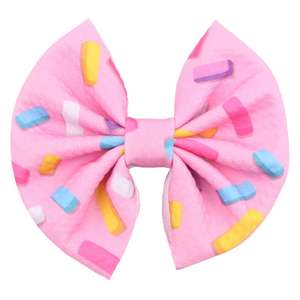 Accesorios para el Cabello Modernos y Lindos, Pinzas para el Cabello con Lazo de Tela Waffle con Estampado Floral de Primavera/Verano de 4 Pulgadas para Niñas - Product Image 2