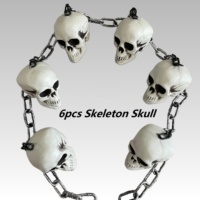 Accessoires d'Halloween : 6 pièces de décorations suspendues en forme de chaîne de crânes, effrayantes pour fêtes d'horreur, décoration intérieure et extérieure