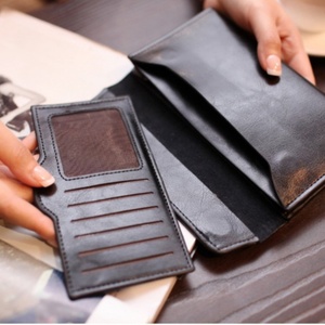 High Quality Genuine Leather Vintage <b>RFID</b> Open Closure Short Card Holder Men's <b>Wallet</b> with Polyester Lining - Product Image 2
