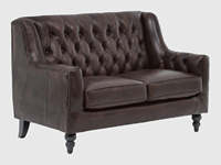 Ensemble de canapés Chesterfield en cuir buff de luxe, 3 places, pieds en bois massif, finition laiton, style classique vintage, meubles de salon