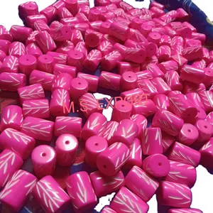 붉은 색과 핑크 수지 비즈와 인도 제조 업체의 멀티 컬러 추상 스트라이프 수지 튜브 천연 공예