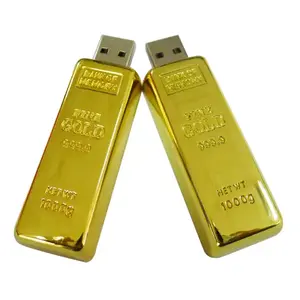 Best gift for bank metal memory stick customized logo gold bar usb flash drive 2.0 3.0 USB stick 4GB 8GB 16GB 32GB 64GB pendrive