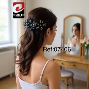 Set di fermagli per capelli MNJ, 6 pezzi, design floreale nero, per donne e ragazze - Product Image 3