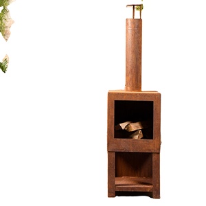 Nouveau produit : Brasero à structure KD avec cheminée en acier Corten, chauffage extérieur - Product Image 1