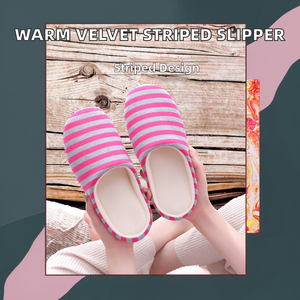 Winter Spring Warm Indoor Cosy Comfy Breathable EVA Outsole Cotton Lining Velvet Striped Thick Sole Silent <b>Slipper</b> for Women Men - Product Image 2