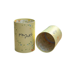 กล่องกระดาษคราฟท์ทรงกระบอกพิมพ์ลายตามสั่ง ขนาดพิเศษ สำหรับใส่ขวดน้ำหอมหรือเครื่องสำอาง  วัสดุรีไซเคิล บุด้วยฟองน้ำ - Product Image 1