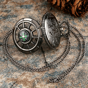 <span class=keywords><strong>Montre</strong></span> de poche <span class=keywords><strong>à</strong></span> Quartz avec boussole, Style ancien, pendentif creux, chaîne, horloge, cadran ciel étoilé, demi-<span class=keywords><strong>chasseur</strong></span> - Product Image 4