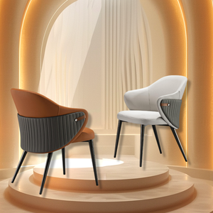 Chaise en acier de luxe Lu pour salle à manger, chaise en cuir moderne pour hôtel - Product Image 6