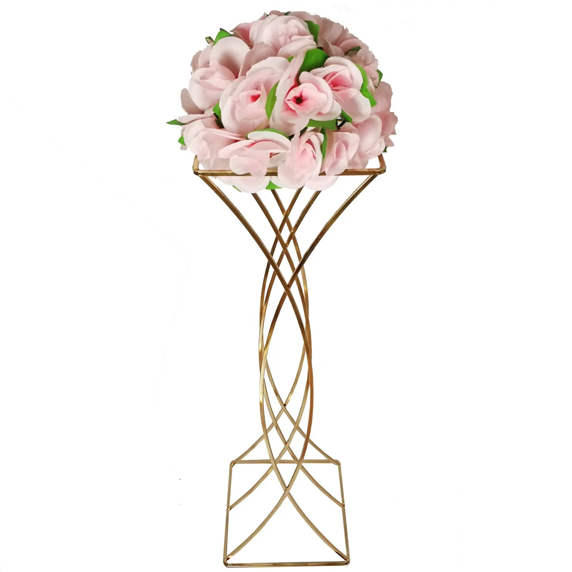 Golden Metal Flower Stand High Tall Wedding Rectangle Floral Event Table Centerpiece
