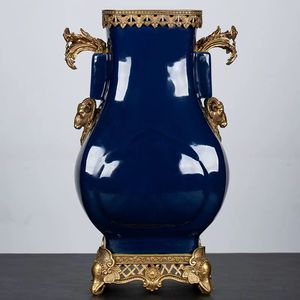 <span class=keywords><strong>Vase</strong></span> long bleu marine à dessus <span class=keywords><strong>carré</strong></span> laiton japonais antique dans le <span class=keywords><strong>vase</strong></span> en céramique avec quantité minimale de commande 1 pièce - Product Image 1