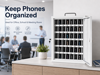 Armoire de rangement pour téléphones portables à 36 emplacements, verrouillable, avec clé, organisateur de téléphones portable en métal pour l'école, le bureau, l'usine