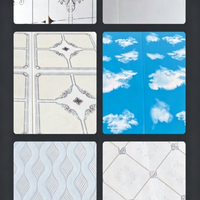 Panneau de plafond en PVC, design moderne, imperméable et ignifuge, pour salon, salle de bain, cuisine, hôtel, avec grille de plafond
