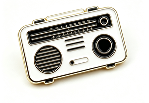 Pin de Solapa Redondo Personalizado con Forma de Radio, Chapado en Oro, de Metal Esmaltado, para Publicidad y Souvenirs de Moda - Product Image 1