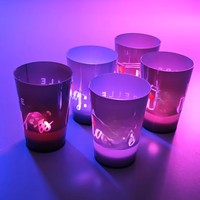 Verre à vin réutilisable et résistant aux chocs, certifié CE, en PS/PC de qualité alimentaire, avec détection de liquide et couleur personnalisable, éclairage LED écologique, 12oz/14oz/16oz
