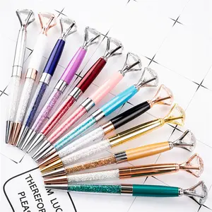 Small Quantity Welcome ! Small MOQ buy gift business stationery online wholesale Argentina Hot metal clip ballpoint pen Transparent crystal diamond pen