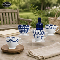 Ensemble de tasses à café en céramique SWT Classic Flower, soucoupe à pétales bouffants, tasse à thé, passe au lave-vaisselle, cadeau adorable, maison, bureau, café