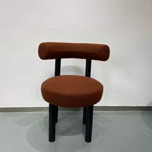 Chaise d'Appoint Inspirée Art Déco Chaise Baril à Dossier Ouvert Chaise d'Appoint Confortable Velours Gris Velours Boucle Tissu - Product Image 5