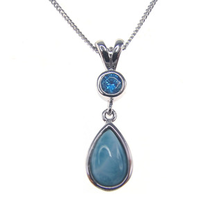 Blue Topaz With Blue <strong>Larimar</strong> Charms Pendants for Women Natural <strong>Larimar</strong> <strong>Jewelry</strong> - Product Image 3