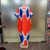 Robe longue ample à col en V, style Kaftan Bubu, grande taille, imprimé africain, décontractée, en polyester, pour femmes musulmanes, idéale pour le quotidien et les fêtes, vente en gros