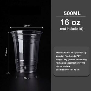 Vasos de Plástico PET Reciclables de 98 mm, 12 oz y 16 oz con Tapa para Bebidas Frías, Café Helado, con Logotipo Personalizado al por Mayor para Regalos Promocionales - Product Image 2