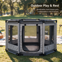 Parc de jeu pliable portable pour animaux de compagnie, chats et petits chiens, en maille respirante, avec porte zippée et panneau supérieur, pour usage intérieur et extérieur